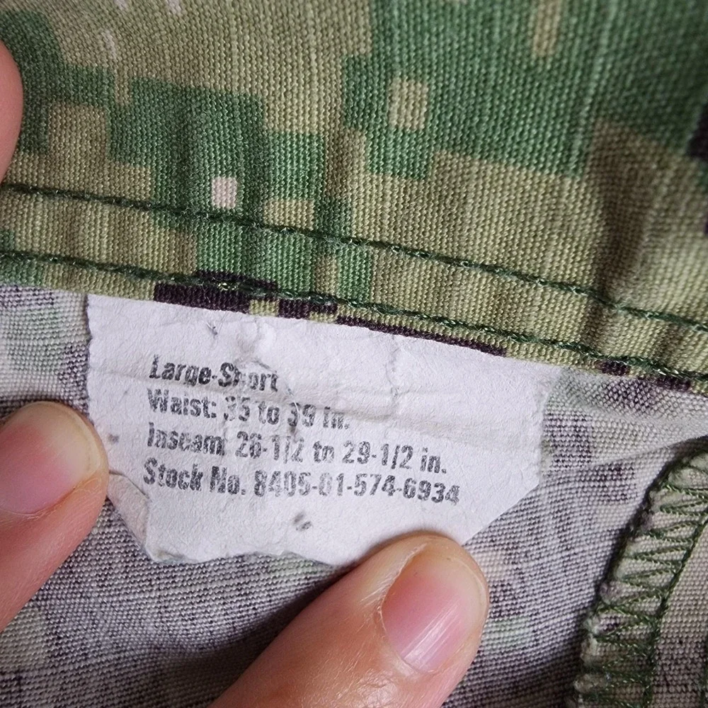 US Navy Pants Mens L Short 34x30 Green Navy NWU Type III Camo Cargo Seals Work
